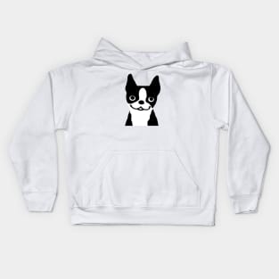 Boston Terrier Smiling Face Kids Hoodie